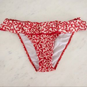 freya red and white bow pattern bikini bottom, L